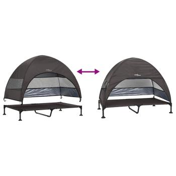 Erhöhtes Hundebett mit abnehmbarem Dach Braun XL Stahl