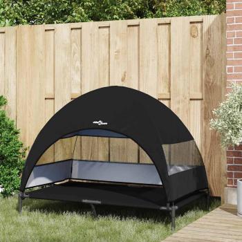 Erhöhtes Hundebett mit abnehmbarem Dach Schwarz XL Stahl