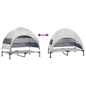 Erhöhtes Hundebett mit Abnehmbarem Dach Silber Grau XL Stahl