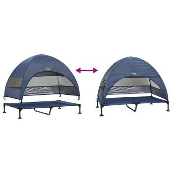Erhöhtes Hundebett mit abnehmbarem Dach Marineblau XL Stahl