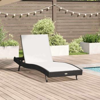 ARDEBO.de - Sonnenliege Schwarz Poly Rattan und Textilene