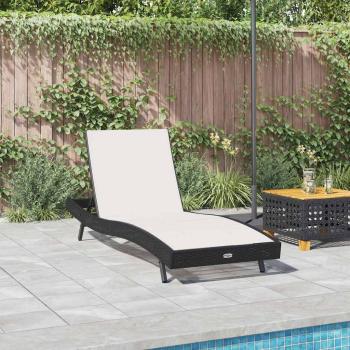 Sonnenliege Schwarz Poly Rattan und Textilene