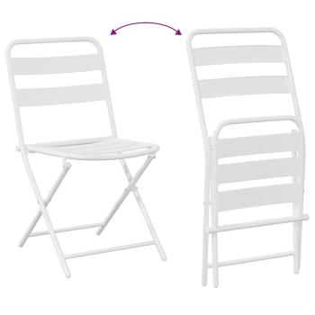 3-teiliges Klapp-Bistro-Set Weiß Stahl