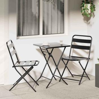 ARDEBO.de - 3-teiliges faltbares Bistro-Set anthrazit Stahl