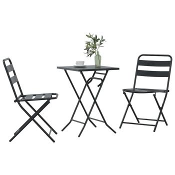 3-teiliges faltbares Bistro-Set anthrazit Stahl