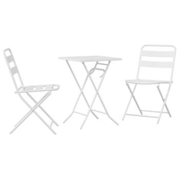 3-teiliges Faltbares Bistro Set Weiß Stahl
