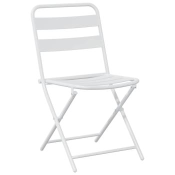 3-teiliges Faltbares Bistro Set Weiß Stahl