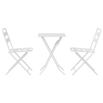 3-teiliges Faltbares Bistro Set Weiß Stahl