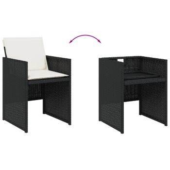 Gartenstühle mit Kissen 4 Stk. Schwarz Poly Rattan