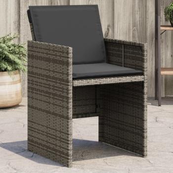 ARDEBO.de - Gartenstühle mit Kissen 4 Stk. Grau Poly Rattan