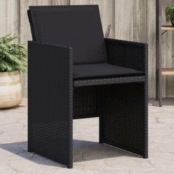 ARDEBO.de - Gartenstühle mit Kissen 4 Stk. Schwarz Poly Rattan