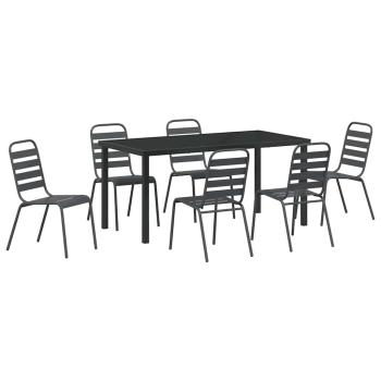 7-teilige Garten-Essgruppe Dunkelgrau Stahl
