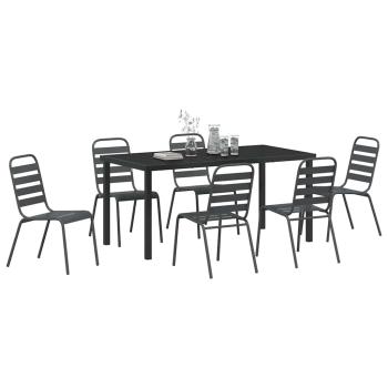 7-teilige Garten-Essgruppe Dunkelgrau Stahl
