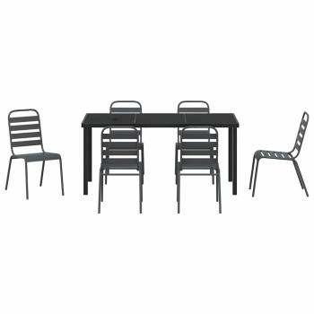 7-teilige Garten-Essgruppe Dunkelgrau Stahl