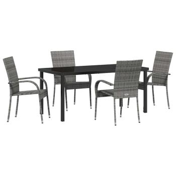 5-teiliges Garten Essset Grau Poly-Rattan
