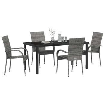 5-teiliges Garten Essset Grau Poly-Rattan