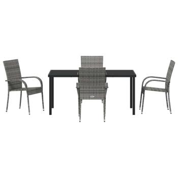 5-teiliges Garten Essset Grau Poly-Rattan