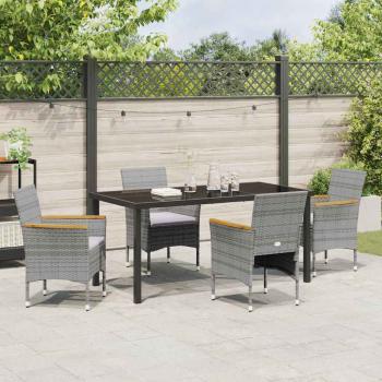 5-teiliges Garten-Essgruppen-Set Grau Poly Rattan