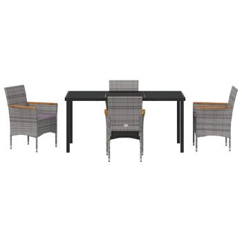 5-teiliges Garten-Essgruppen-Set Grau Poly Rattan