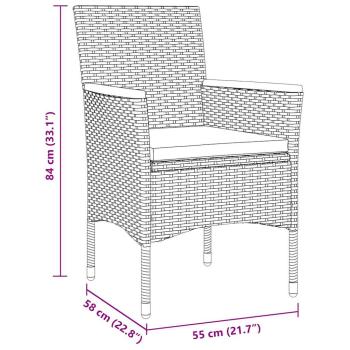 5-teiliges Garten-Essgruppen-Set Grau Poly Rattan