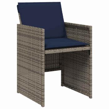 5-teiliges Garten Esszimmer Set mit Kissen Grau Poly Rattan