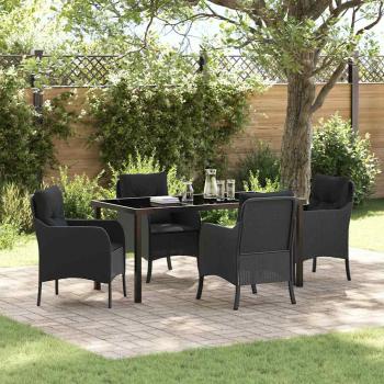 ARDEBO.de - 5-teiliges Gartenset mit Kissen Schwarz Poly-Rattan