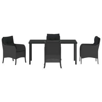 5-teiliges Gartenset mit Kissen Schwarz Poly-Rattan