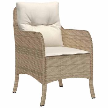 7-teiliges Garten-Essstuhl-Set mit Kissen Beige Poly-Rattan