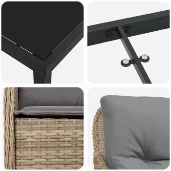 5-teiliges Garten-Ess-Set mit Kissen Beige Poly Rattan