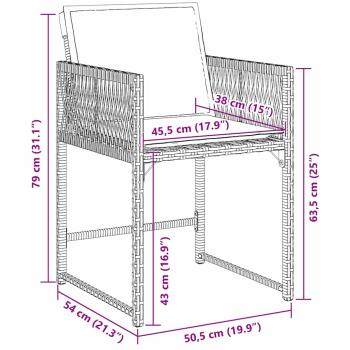 5-teiliges Garten-Dining-Set mit Kissen Schwarz Poly Rattan