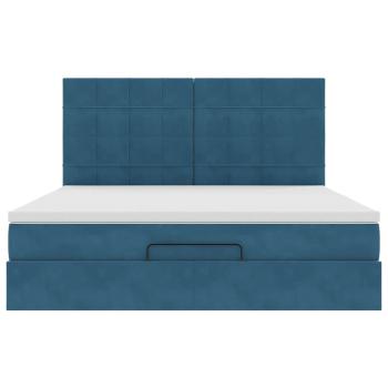 Ottoman-Bett mit Matratzen Dunkelblau 180x200 cm Samt