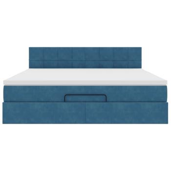 Ottoman-Bett mit Matratze & LEDs Dunkelblau 180x200 cm Samt
