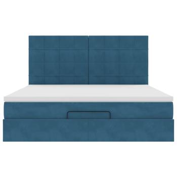 Ottoman-Bett mit Matratzen & LEDs Dunkelblau 180x200 cm Samt