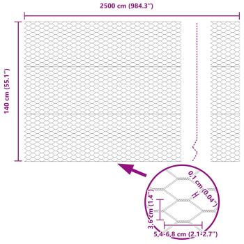 Zaunpfosten 22 Stück U-Kanal Grau 140 cm Stahl, Hexagonzaun Grau 1,4x25 m Stahl