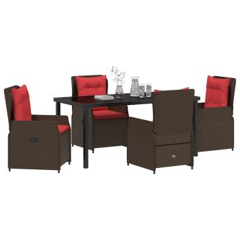 5-teilige Garten-Essgruppe Braun Poly Rattan