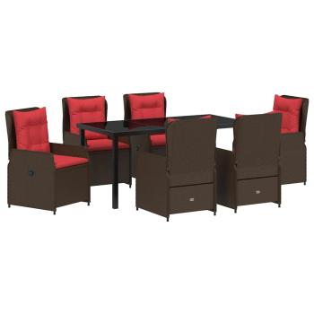 7-teiliges Garten-Esszimmer-Set Braun Poly-Rattan