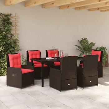 7-teiliges Garten-Esszimmer-Set Braun Poly-Rattan