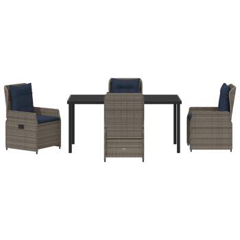 5-teiliges Garten-Esstisch-Set Graues Poly-Rattan