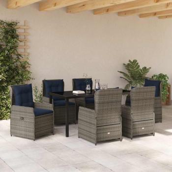 7-teiliges Garten-Ess-Set Grau Poly-Rattan
