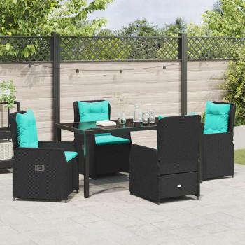 5-teiliges Garten-Esstischset Schwarz Poly-Rattan