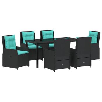 7-teiliges Garten-Dining-Set Schwarz Poly-Rattan