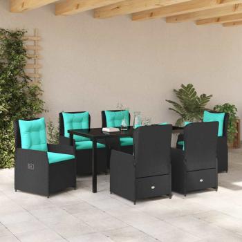7-teiliges Garten-Dining-Set Schwarz Poly-Rattan