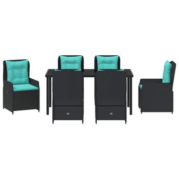 7-teiliges Garten-Dining-Set Schwarz Poly-Rattan