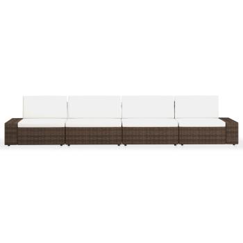 4-tlg. Garten-Lounge-Set Poly Rattan Braun