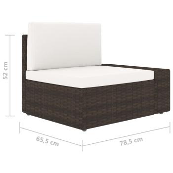 5-tlg. Garten-Lounge-Set mit Kissen Braun Poly Rattan