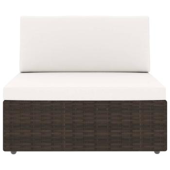 5-tlg. Garten-Lounge-Set mit Kissen Braun Poly Rattan