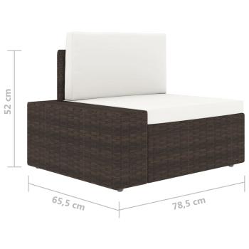 6-tlg. Garten-Lounge-Set mit Kissen Braun Poly Rattan