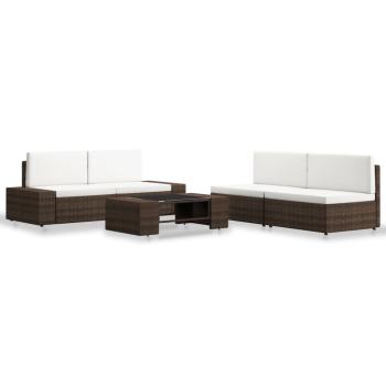 ARDEBO.de - 5-tlg. Garten-Lounge-Set Poly Rattan Braun