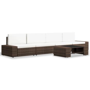 5-tlg. Garten-Lounge-Set Poly Rattan Braun