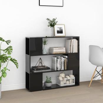 Bücherregal Raumteiler Hochglanz-Schwarz 100x24x94 cm